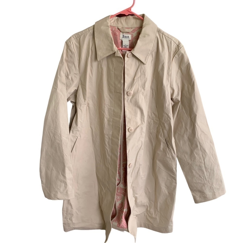 Bass Lightweight Women’s Trench Coat Rain Jacket Size Large Paisley Liner